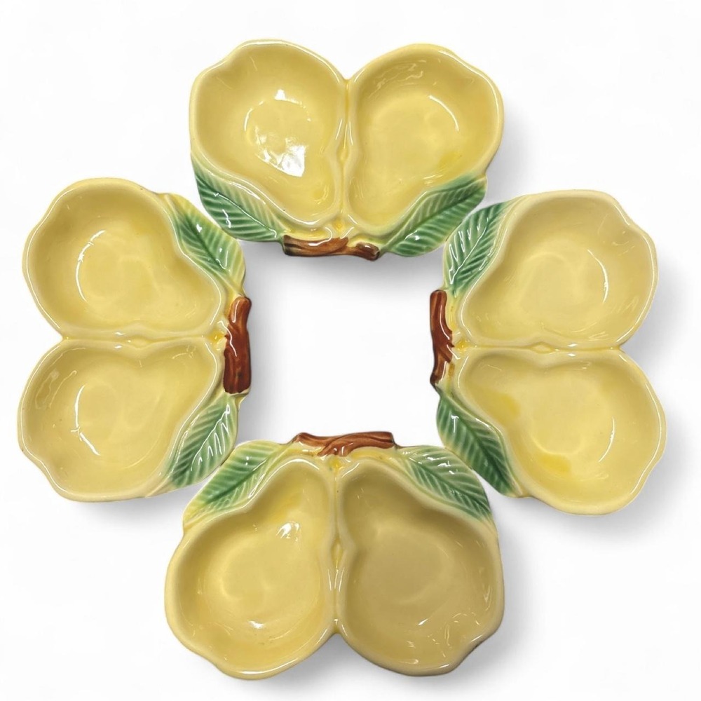 Set of four vintage Belmar of California yellow and green double-pear ceramic